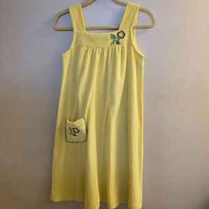 Vintage Shadowline Yellow Terry Cloth Beach Lounge Dress Petite